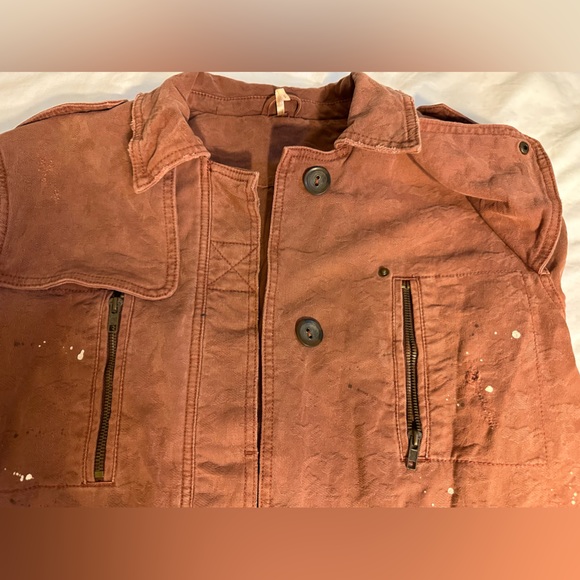 Free people paint splatter jaquard jacket rust size S - Picture 4 of 7